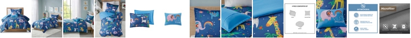 Natori Rainbow Animals Twin Printed Comforter, Set of 3